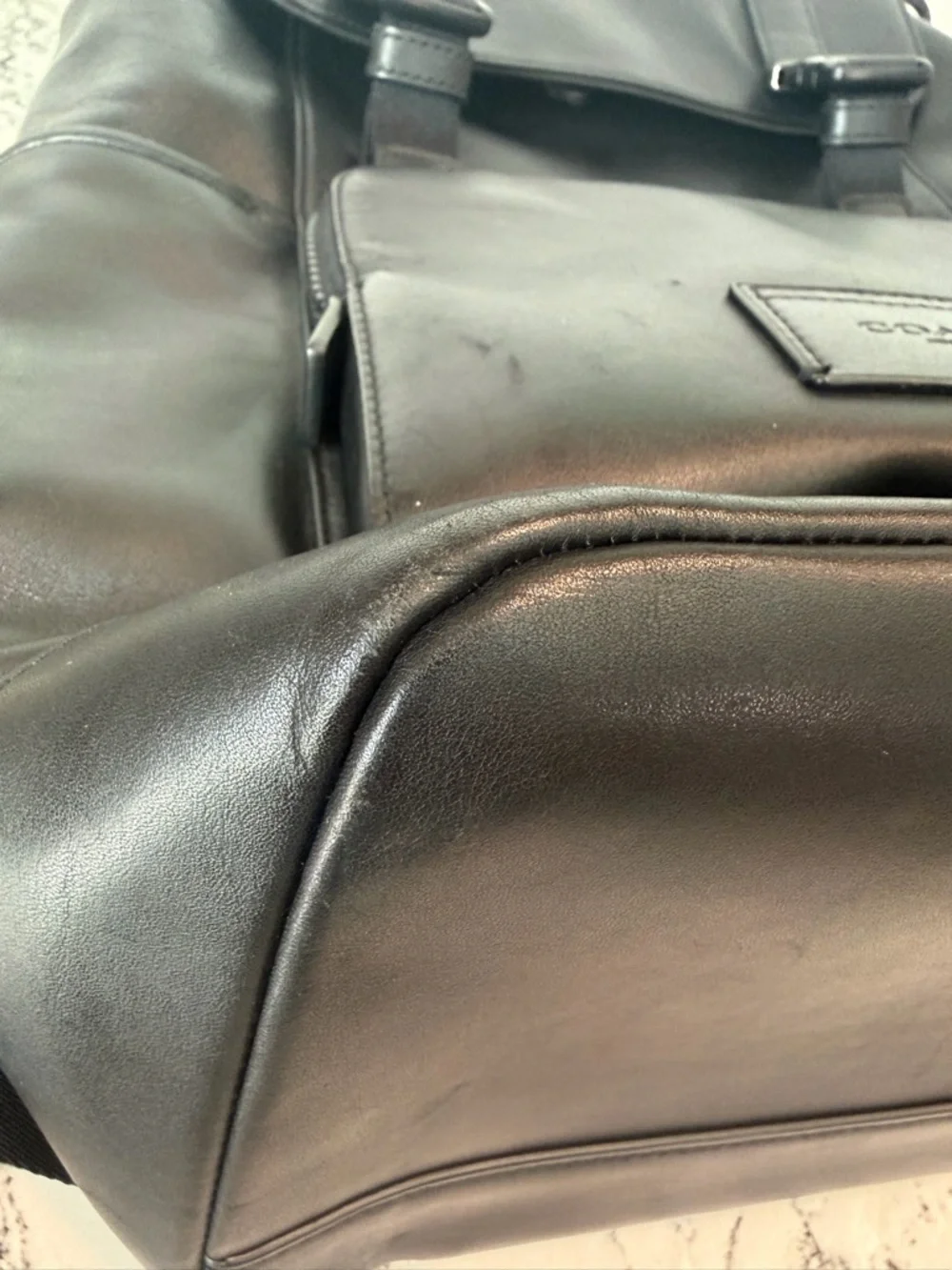 Coach Track Backpack Black leather gunmetal closures - Picture 14 of 16